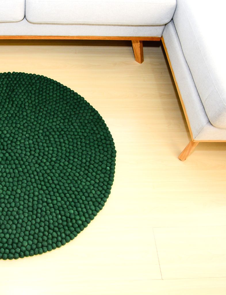 Green Felt Ball Carpet - Woollyfelt